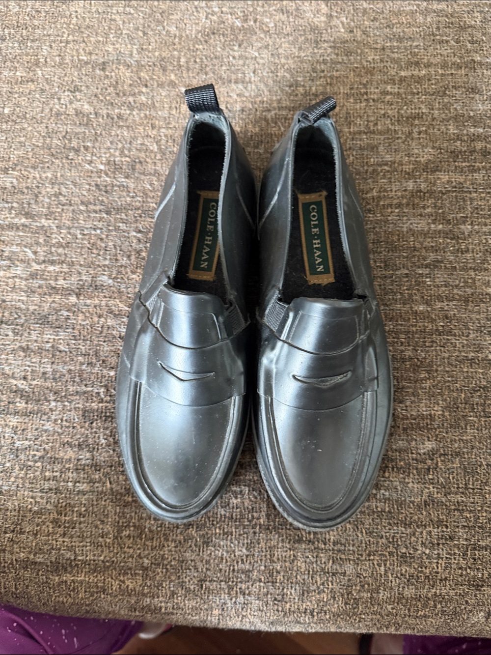 Cole Haan Waterproof Rubber Penny Loafers - Black Rain Shoes Slip-On